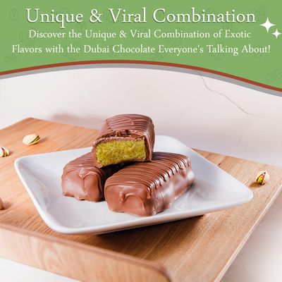 2-Pack Dubai Chocolate Bar Pistachio Knafeh - 8oz Luxury Rich Milk Chocolate, Individually Wrapped Fresh, Premium Pistachio Cream Katafi Filling