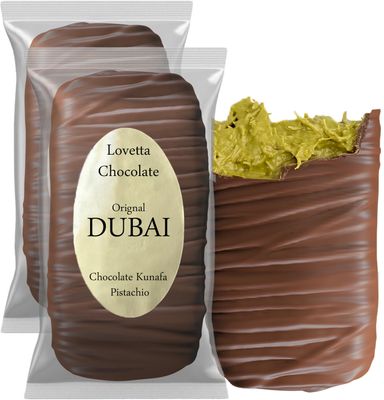 2-Pack Dubai Chocolate Bar Pistachio Knafeh - 8oz Luxury Rich Milk Chocolate, Individually Wrapped Fresh, Premium Pistachio Cream Katafi Filling