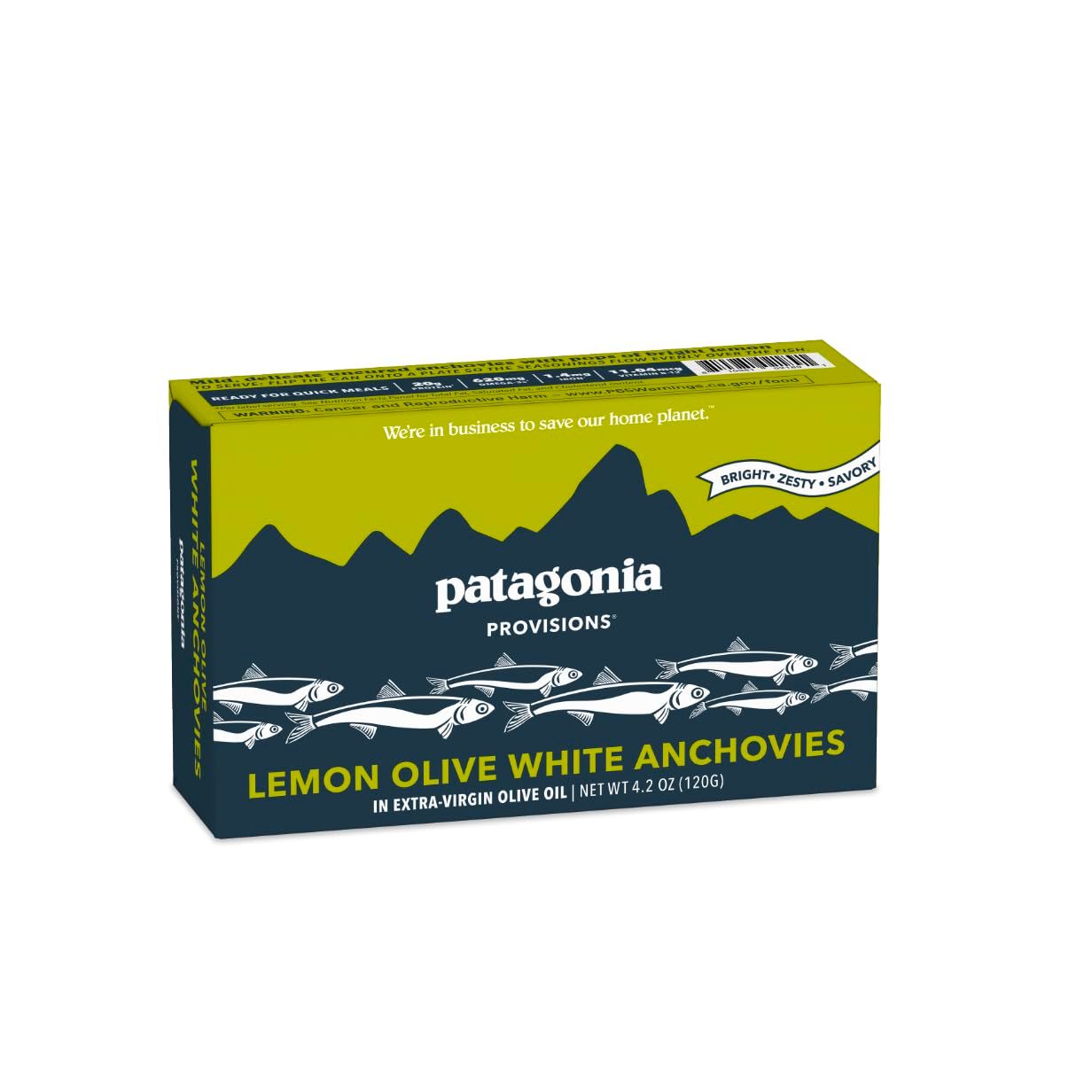 Patagonia Provisions Lemon Olive White Anchovies | Responsibly Sourced in Spain | 20g Protein &amp; Gluten Free | 4.2 Ounce (Pack of 1)