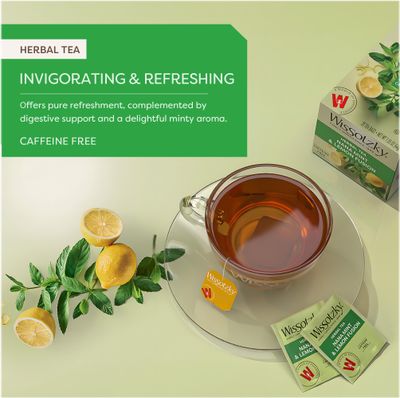 Wissotzky Nana Mint &amp; Lemon Fusion Herbal Tea (6 Pack -120 Tea Bags) | Invigorating Blend | Caffeine Free Tea | Digestive Support