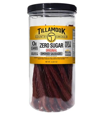Tillamook Country Smoker Keto Friendly Zero Sugar Smoked Sausages, Original, 12 Ounce Tall Jar, 17 Count