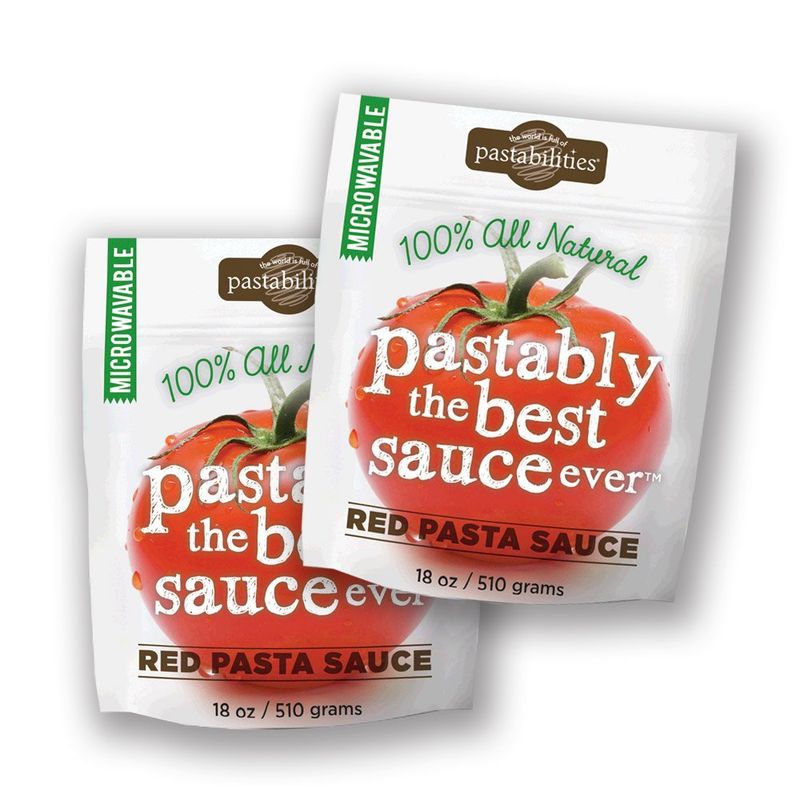 Pastabilities Pastably the Best Sauce Ever - Classic Red Tomato Pasta &amp; Spaghetti Sauce - Carefully Sourced Tomatoes and Ingredients, Microwavable Pouch of Red Sauce (2 Pack, 18 Oz)