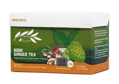 CHAVI Non Tiea (Noni Ginger, Pack of 1) | 20 Tea Bags per Box | Noni Dieters Drink | Extra Strength | Premium Quality