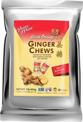 Prince of Peace Blood Orange Ginger Chews, 1 lb. - Candied Ginger - Candy Pack - Ginger Chews Candy - Natural Candy