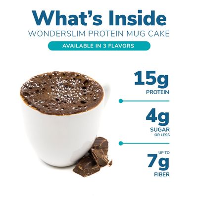 WonderSlim Protein Mug Cake, Blueberry, 7g Fiber, Low Sugar, Gluten Free, Keto Friendly &amp; Low Carb (7ct)