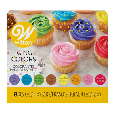 Wilton 8-Count Icing Colors for Cakes &amp; Cupcakes, Gel-Based Colors for Frosting - Note that Packaging May Vary