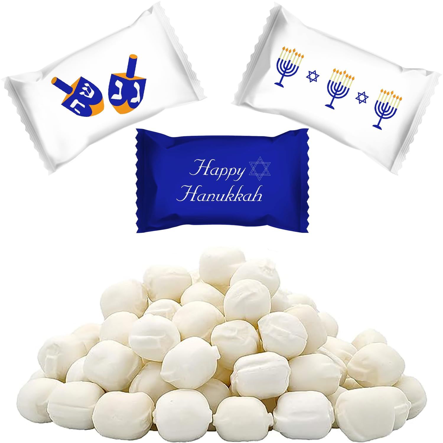 The Dreidel Company Happy Hanukkah Buttermints, Mint Candies, After Dinner Mints, Fat-Free, Kosher Certified, Individually Wrapped (55 Pieces)