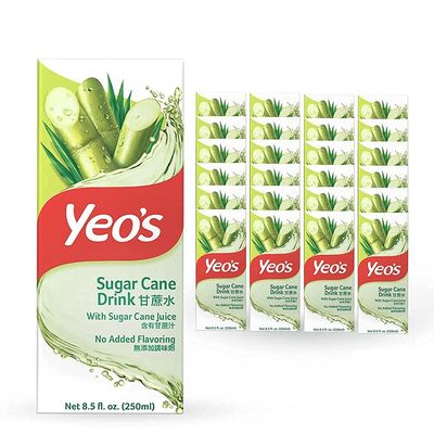 Yeo&#39;s Sugar Cane Drink with No Added Flavoring, Pack of 24 8.5 Fl Oz Cartons - Natural Energy Drink Full of Antioxidants and Minerals - Premium Raw Sugarcane Juice Drink with Caramel