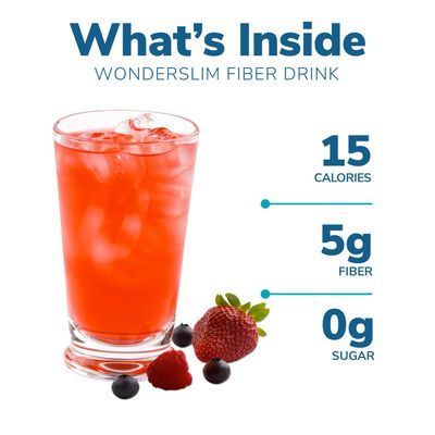 WonderSlim Fiber Drink, Very Berry, 5g Fiber, 7 Vitamins &amp; Minerals, No Fat, Gluten Free, Keto Friendly &amp; Low Carb (10ct)
