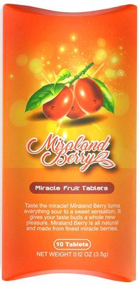 MiralandBerry Miracle Fruit Tablets, Miracle Berry, 10 Count, Turns Sour Foods to Sweet