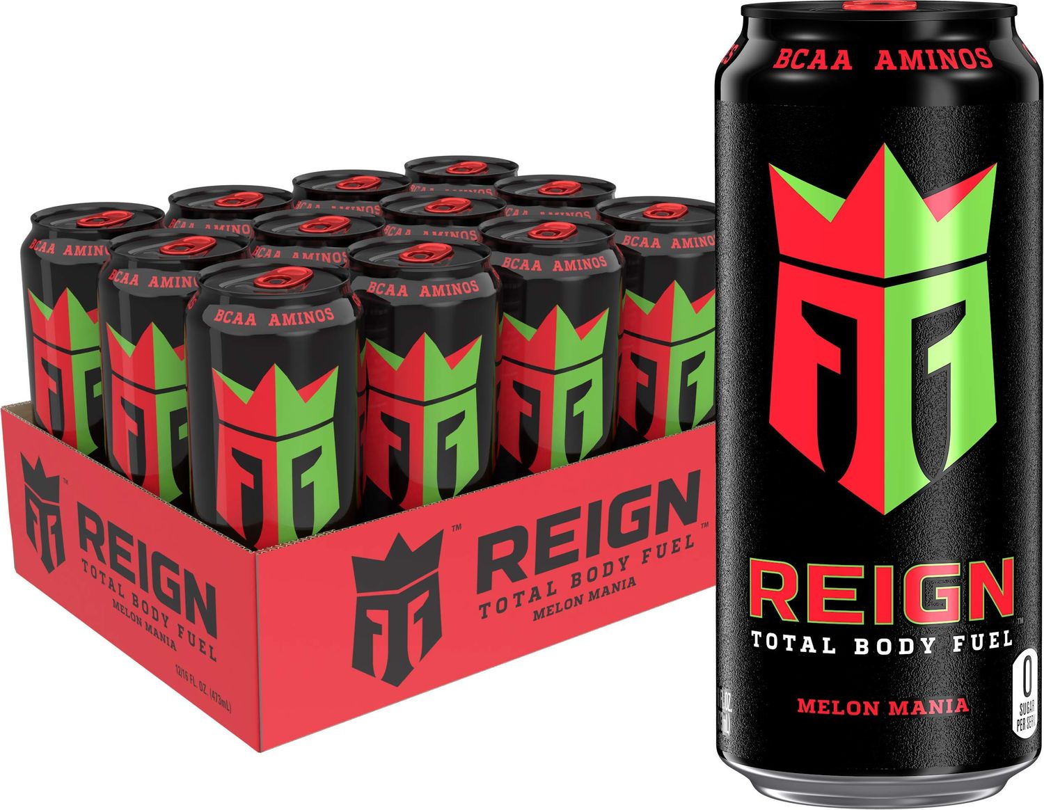 Reign Total Body Fuel, Melon Mania, Fitness &amp; Performance Drink, 16 Fl Oz (Pack of 12)