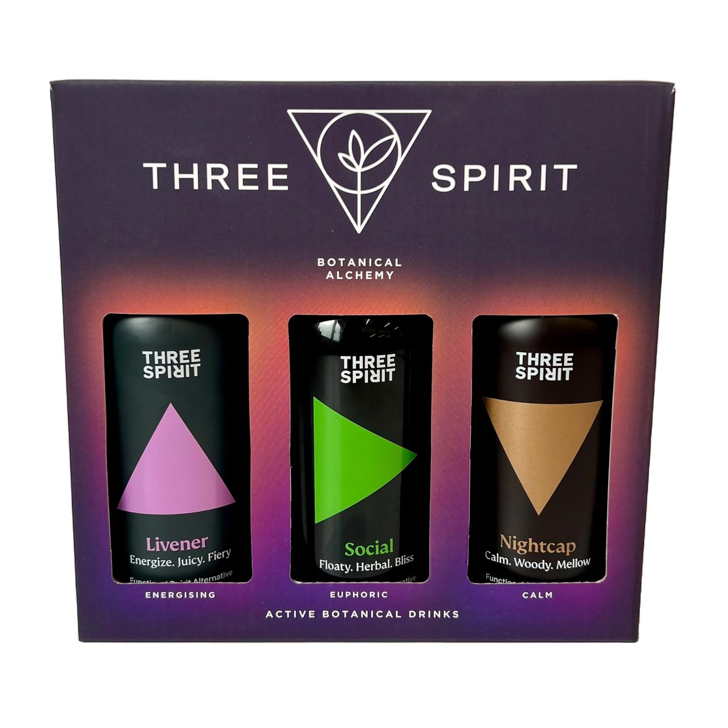Three Spirit Non-Alcoholic Alternative Spirits - Starter Gift Set | Choose Your Mood For Every Occasion | With Adaptogens &amp; Nootropics | Livener, Elixir &amp; Nightcap | Award Winning Gluten Free &amp; Vegan