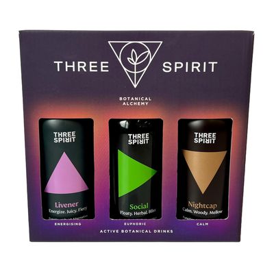 Three Spirit Non-Alcoholic Alternative Spirits - Starter Gift Set | Choose Your Mood For Every Occasion | With Adaptogens &amp; Nootropics | Livener, Elixir &amp; Nightcap | Award Winning Gluten Free &amp; Vegan
