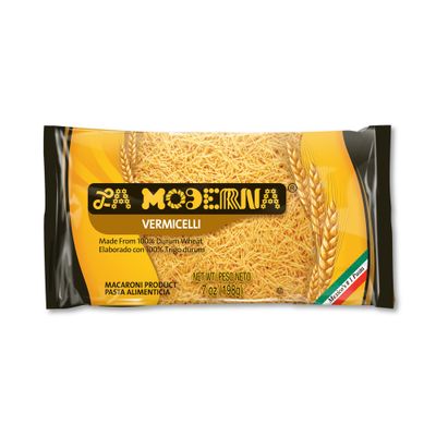 LA MODERNA, Vermicelli, Pasta, Hecha con Smola de Trigo Durum, Enriquecida con Vitaminas y Hierro, 7 oz