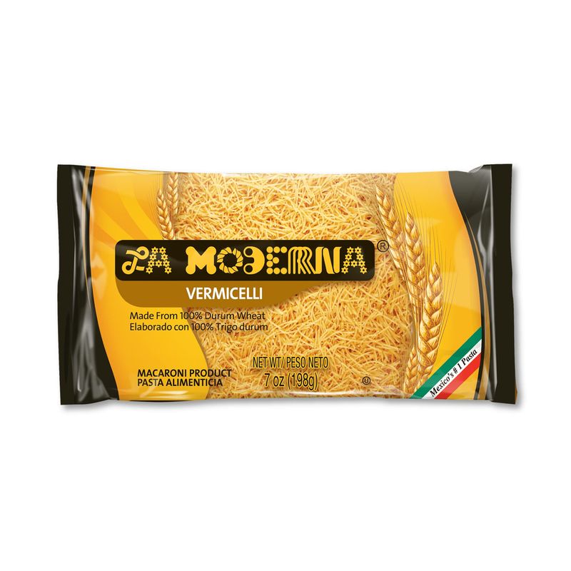 LA MODERNA, Vermicelli, Pasta, Hecha con Smola de Trigo Durum, Enriquecida con Vitaminas y Hierro, 7 oz