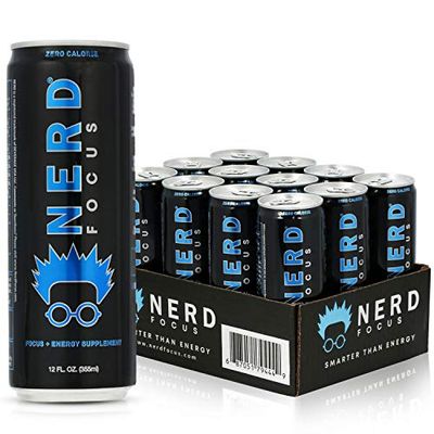 Nerd Focus Zero Calorie Drink | Nootropic Mind Boost &amp; Pre Workout Drink | Sugarfree &amp; Calorie-Free Energy Supplement | Mental Clarity, Focus, Performance | Lightly Carbonated | Refreshing Flavor