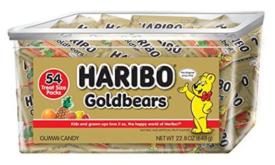 HARIBO Goldbears, Gummi Candy, 22.8 oz Tub (54 Packs) Assorted Flavors