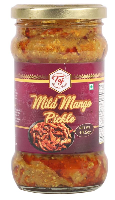 TAJ Gourmet Mild Mango Pickle, (Mild Mango Achar), 300g (10.5oz)