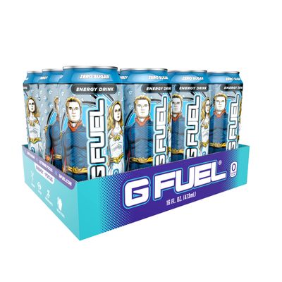 G Fuel The Boys Energy Drink, Sugar Free, Healthy Drinks, Zero Calorie, 300 mg Caffeine per Carbonated Can, Ginseng Citrus Berry Flavor, Focus Amino, Vitamin + Antioxidants Blend - 12 Pack