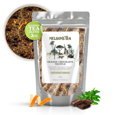 Nelson&#39;s Tea - Orange Chocolate Tea Loose Leaf - Cut &amp; Sifted Truffle Tea with Green Rooibos, Red Rooibos and Orange Peel (2 oz)