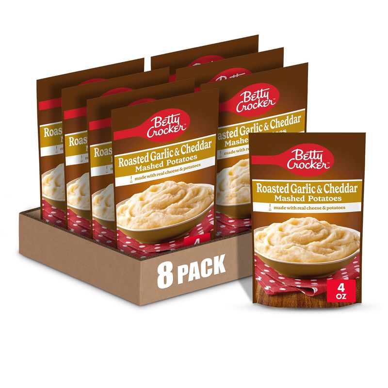 Betty Crocker Roasted Garlic &amp; Cheddar Mashed Potatoes, 4 oz. (Pack of 8)