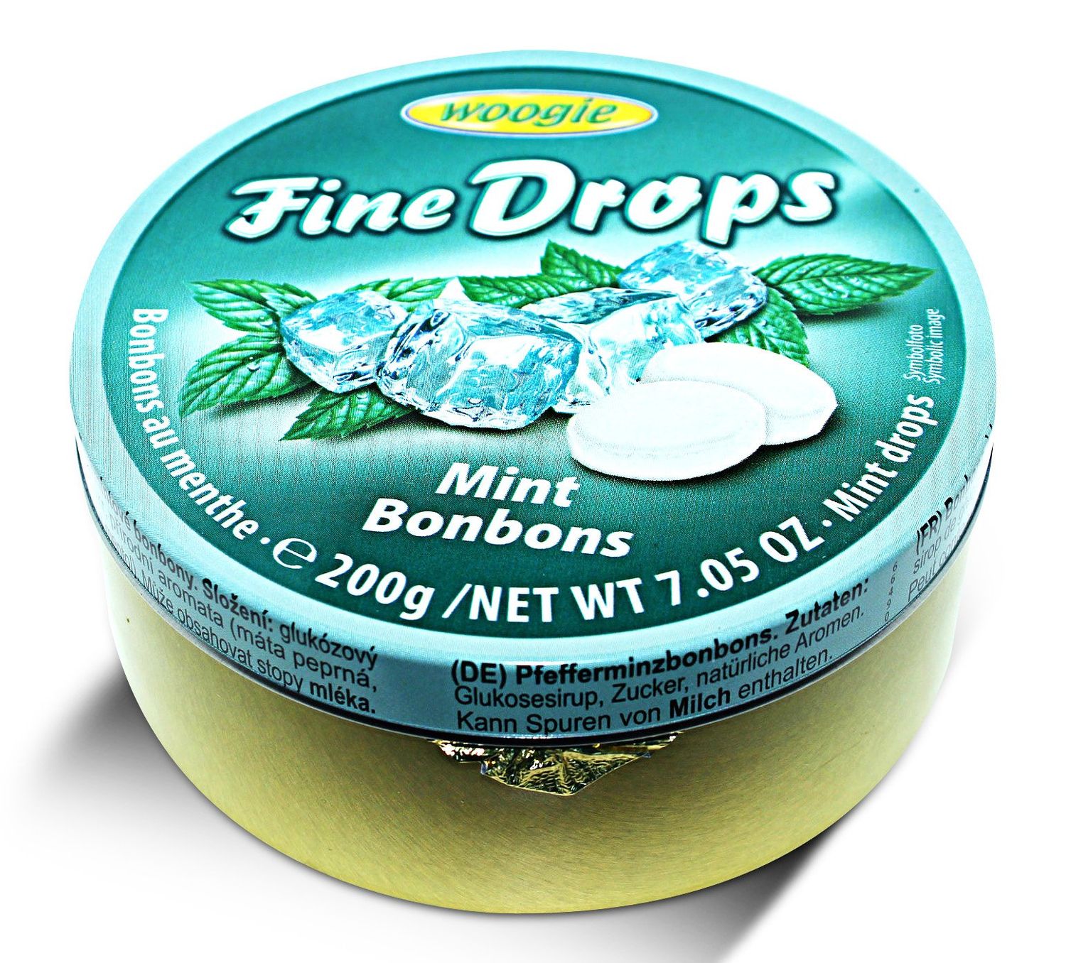 Woogie, German Fine Drops Sanded Mint Candy Tin 200gr (Minzgeschmack) (4 pcs)