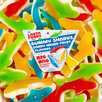 Gummy Sharks Candy, Assorted Fruit Flavors (2 Pound Bag)