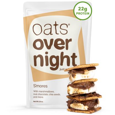 Oats Overnight Smores - Overnight Oats with 22g Protein, High Fiber Breakfast Protein Shake - Gluten Free Oatmeal, Non GMO High Protein Oatmeal (2.8 oz per meal) (8 Pack)