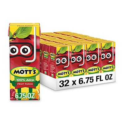 Mott&#39;s 100 Percent Fruit Punch Juice, 6.75 fl oz boxes, 32 Count (4 Packs of 8)