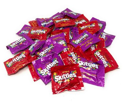 ASSORTIT X Skittles Collab Wild Berry &amp; Original Flavor Variety Candy Coated Fruit Chew Individually Wrapped Bulk Party Assortment 25+ Bite Size Mini Packs In Resealable Bag 1Lb (16 Oz)