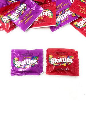 ASSORTIT X Skittles Collab Wild Berry &amp; Original Flavor Variety Candy Coated Fruit Chew Individually Wrapped Bulk Party Assortment 25+ Bite Size Mini Packs In Resealable Bag 1Lb (16 Oz)