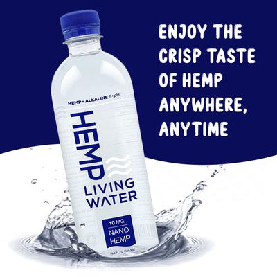 Hemp Living Extract Infused water, Enhanced Hydration, 9.5 pH Balance Smooth Taste, Essential Water, Drinking Alkaline Water, 16.9 FL Oz - (24 Pack)