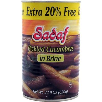 Sadaf Pickled Cucumbers in Brine - Pickled Cucumbers for Cooking, Flavoring and Snacking - Tangy &amp; Crispy - Kosher - 22.9 oz Can