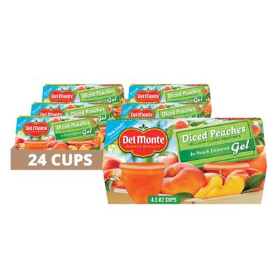 Del Monte Diced Peaches in Peach Flavored Gel Fruit Cups, 4.5 Ounce Cups (Pack of 24)