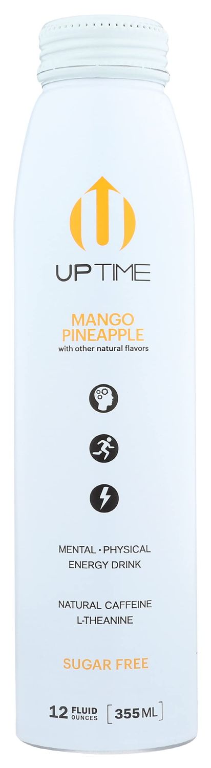 Uptime Mango Pineapple Energy Drink, with Other Natural Flavors, Natural Caffeine, Sugar Free, Gluten Free &amp; Non-GMO, 12 Fluid Ounce (Pack of 12)