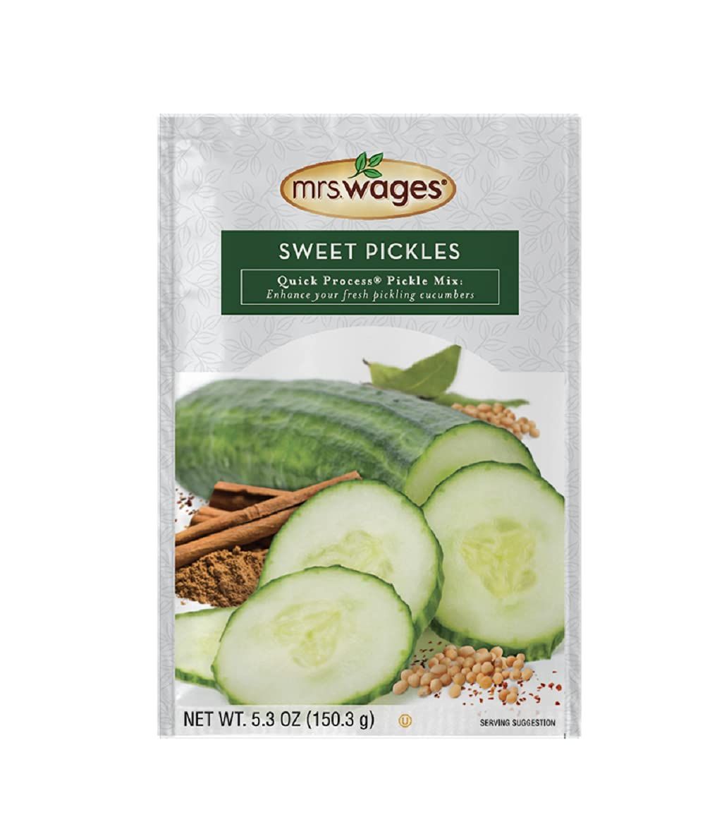 Mrs. Wages Sweet Pickles Quick Process Mix, Quick and Easy, Simple-To-Use, Simple Homemade Pickles, Sweet Traditonal Pickle Flavoring, 5.3 oz Packet (Value Pack of 6)