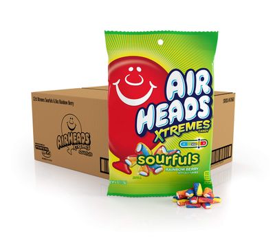 Airheads Candy, Xtremes Sourfuls Bag, Rainbow Berry, Non Melting, Bulk Party Bag, 6 oz (Pack of 12)