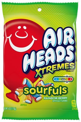 Airheads Candy, Xtremes Sourfuls Bag, Rainbow Berry, Non Melting, Bulk Party Bag, 6 oz (Pack of 12)