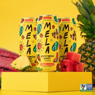 Mela Watermelon Water - Hydrating Watermelon Juice Drink w/Vitamin C, Electrolytes, &amp; Antioxidants - Non-GMO, Gluten-Free, Real Fruit Juice Watermelon Drink (Pineapple, 11.15 fl oz, 12-Pack)