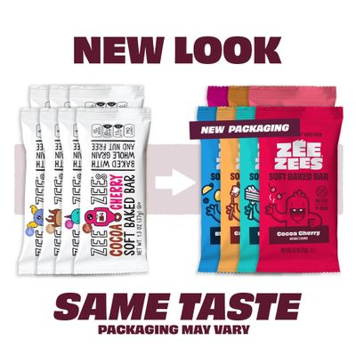 Zee Zees Cocoa Cherry Soft Baked Snack Bars, 1.3 oz, 30 pack, Nut Free, Whole Grain, Safe for School, On-The-Go, Kosher, Allergy Friendly