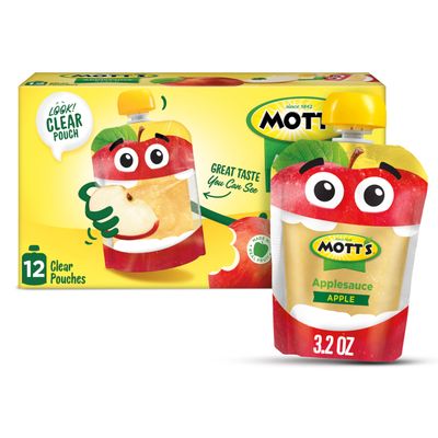 Mott&#39;s Original Applesauce, 3.2 oz clear pouches, 12 count