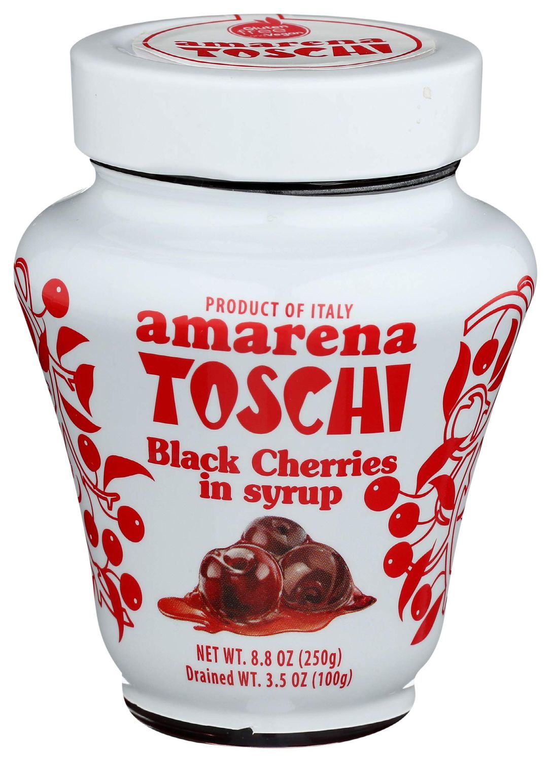 TOSCHI Black Cherries in Syrup, 8.8 OZ