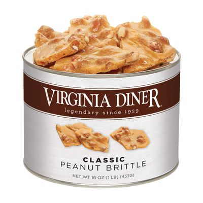 Virginia Diner - Gourmet Natural Classic Peanut Brittle (Virginia Peanuts, Pure Sugar &amp; Salt), 16 Ounce Tin