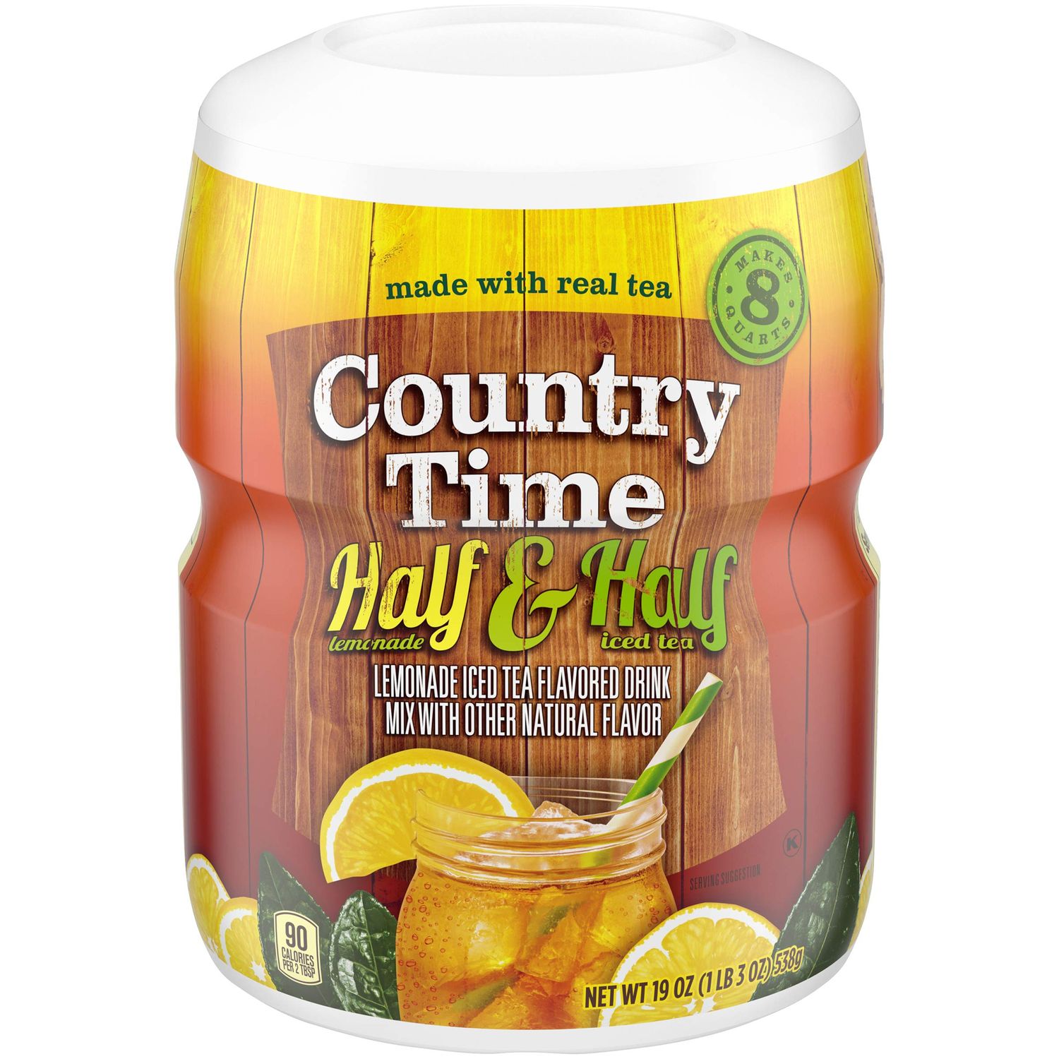 Country Time Half &amp; Half Lemonade Iced Tea Naturally Flavored Powdered Drink Mix 12 Count 19 oz Canisters