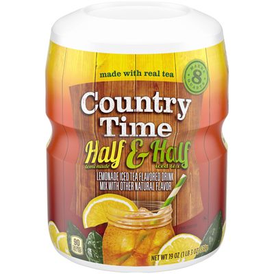 Country Time Half &amp; Half Lemonade Iced Tea Naturally Flavored Powdered Drink Mix 12 Count 19 oz Canisters