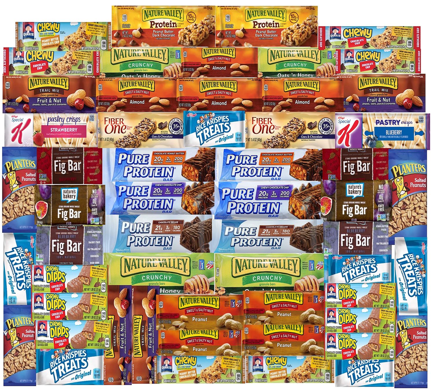 Ultimate Healthy Fitness Box - Protein &amp; Healthy Granola Bars Sampler Snack Box (56 Count) - Care Package - Gift Pack - Variety of Fitness, Energy Bars and Protein Bars