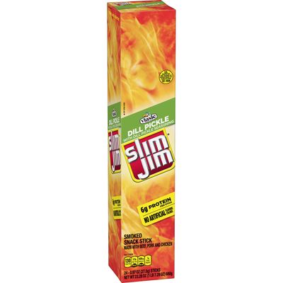 Slim Jim Giant Smoked Meat Sticks, Vlasic Dill Pickle Flavor, 6g Protein Per Stick, Great Stocking Stuffer, 0.97 oz. (24 Count)
