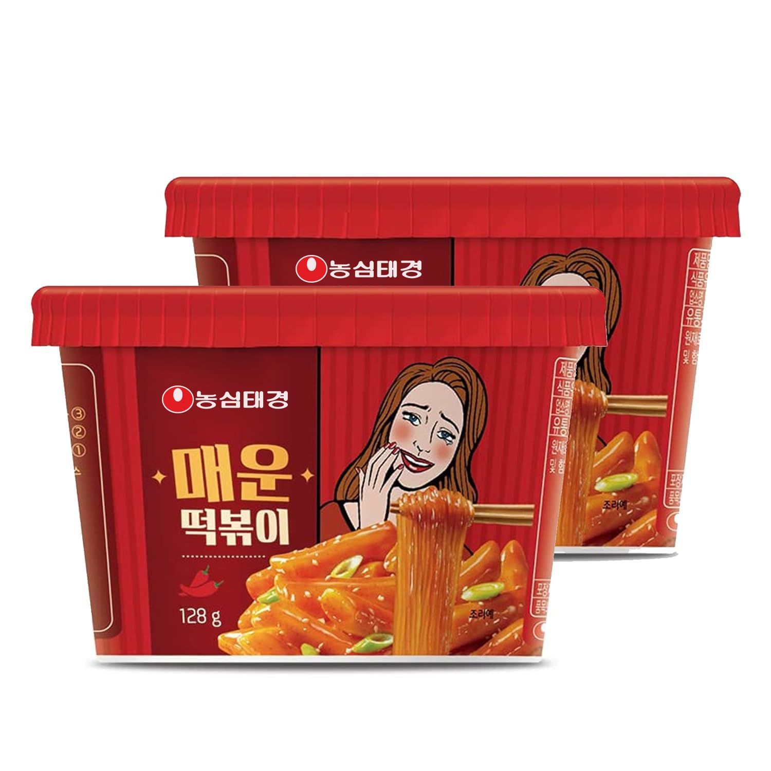 TAEKYUNG Topokki (Hot, 4.5oz, Pack of 2) - Korean Street Food with Glass Noodles and Rice Cake | Deliciously Spicy Flavor Authentic Tteokbokki | Easy to Make - Ready in 4 Minutes
