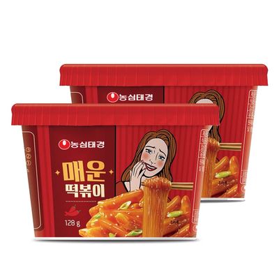 TAEKYUNG Topokki (Hot, 4.5oz, Pack of 2) - Korean Street Food with Glass Noodles and Rice Cake | Deliciously Spicy Flavor Authentic Tteokbokki | Easy to Make - Ready in 4 Minutes
