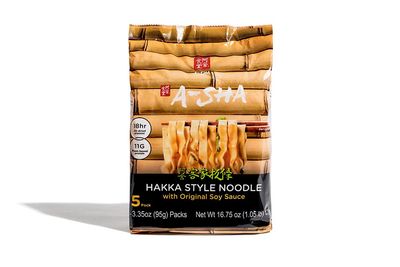A-SHA Healthy Ramen Noodles, Wide Hakka Style Noodles with Original Sauce, Vegetarian Noodles, Flat, Wide Noodles, 1 Bag, 5 Servings